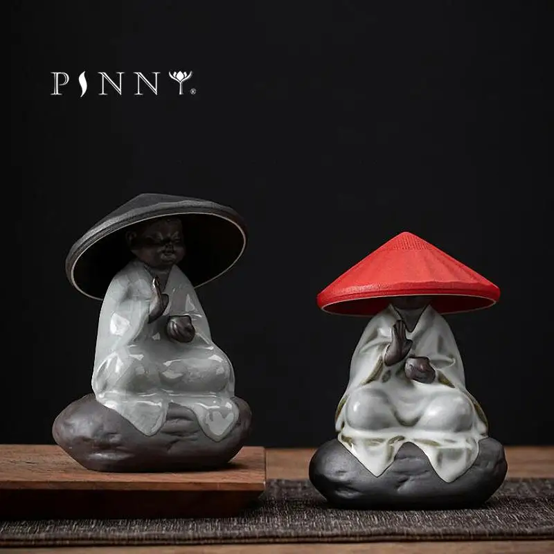 PINNY Little Zen Master Ceramics Tea Strainers Tea Ceremony Ornaments Monk Figurine Home Decoration Accessories Modern