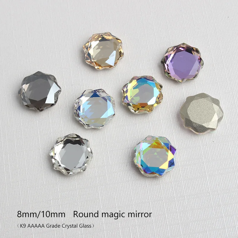 Round Shape Mirror Surface Rhinestones Nail art Flatback Sewing Rhinestones Shiny Crystals Stones Sew On Rhinestones For Clothes