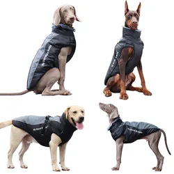 Waterproof Big Dog Jacket Coat with Harness Winter Warm Reflective Pet Clothes for Medium Large Dogs Pitbull Clothing Fur Collar