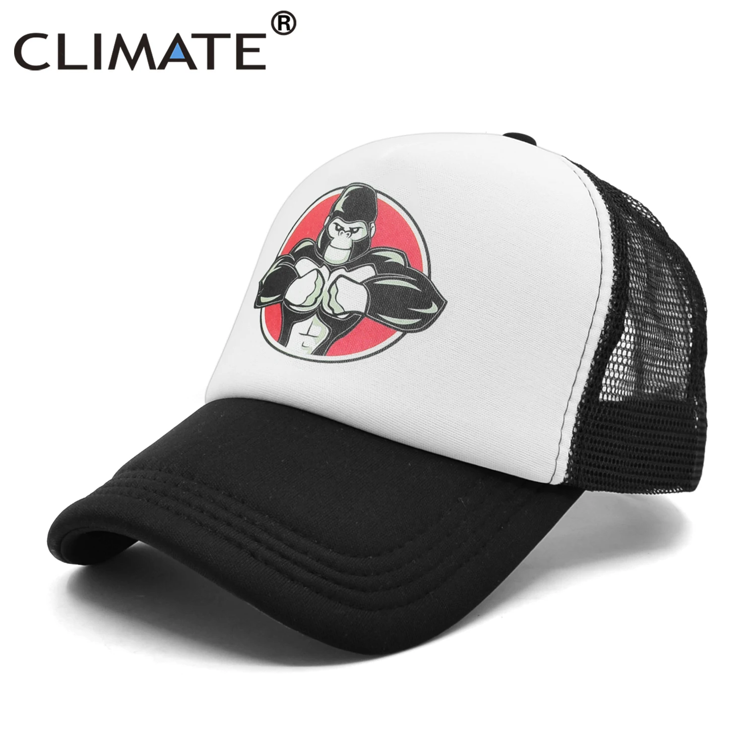 CLIMATE Cool Robust Animal Cap Men Muscular Gorilla Chimp Fitness Cap Sport Muscle Man GYM Fans Mesh Trucker Cap Body Building