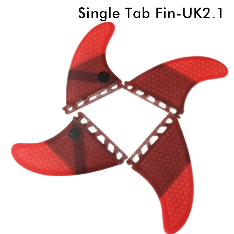 Single Tabs UK2.1 fins Quad-Fins Honeycomb Fiberglass surfboard fin 4 in per set Red color