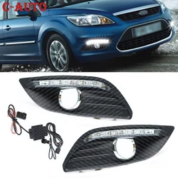 1Pair LED DRL Car Daytime Running light Front Driving Lamp Foglight Drl White 12V Car For Ford Focus 2 mk2 2008 2009 2010 2011