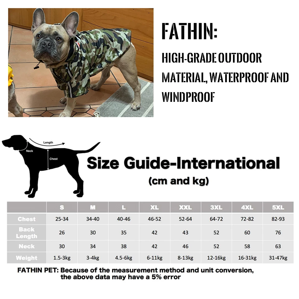 FATHIN Dog Clothes Adidog Camouflage French Bulldog Pupreme Shirt Dog Camo Windbreaker Sport Retro Dog Hoodies Pet Clothes