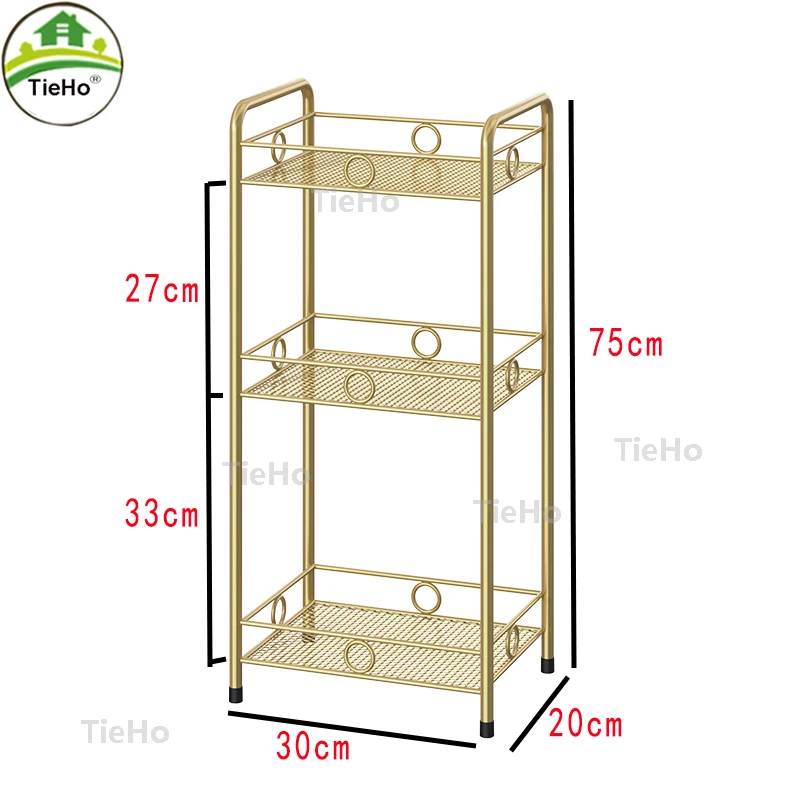 Złota półka do łazienki kuchnia wielowarstwowy metalowy stojak do przechowywania wodoodporny nierdzewny stojak podłogowy do przechowywania