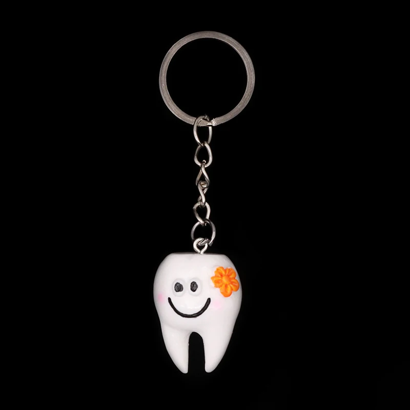 10pcs Cartoon Teeth Keychain Dentist Decoration Key Chains Pendant Resin Tooth Model Shape Key Rings Dental Clinic Gift For Kids