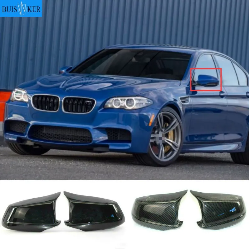 

Pair Black/Carbon Fiber Look Rearview Mirror Caps Car Door Wing Mirror Cover Replacement For BMW F10 5-Series 2011-2013 Pre-LCI