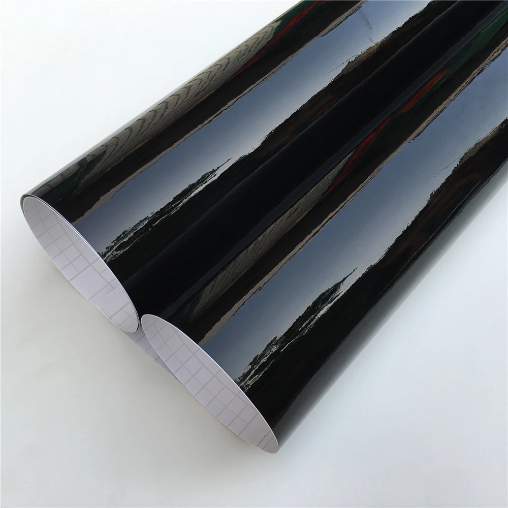 Piano Black Glossy Vinyl Wrap Film Gloss Black Self Adhesive Vinyl Sticker Bubble Free Vehicle Window Trim Mirror