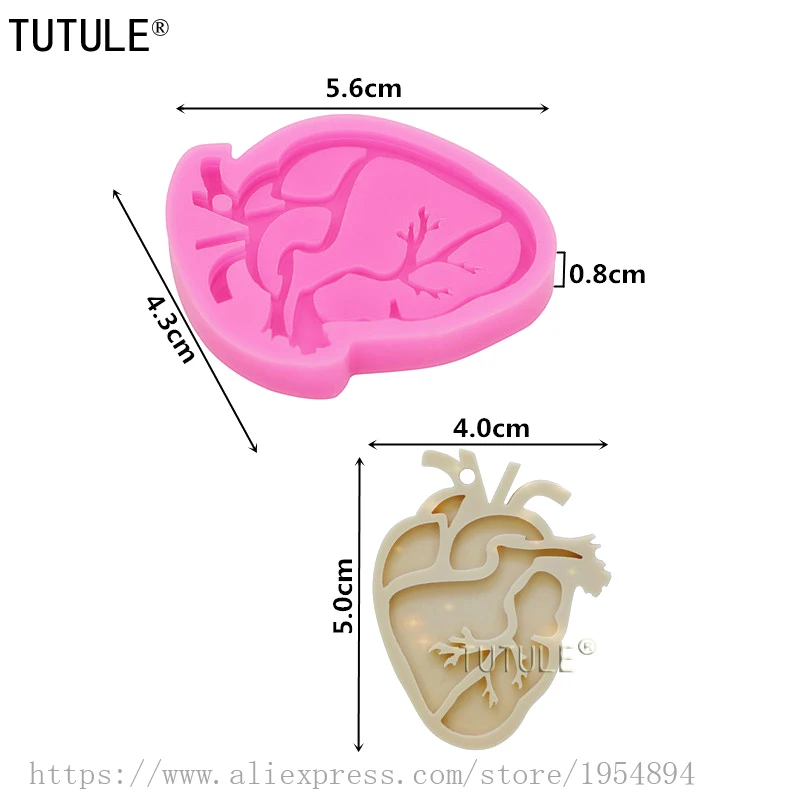 Human Heart Fondant or silicone mold,Resin Mold,clay mold,Human Heart Halloween Chocolate Mold,Polymer keychain Necklace mould