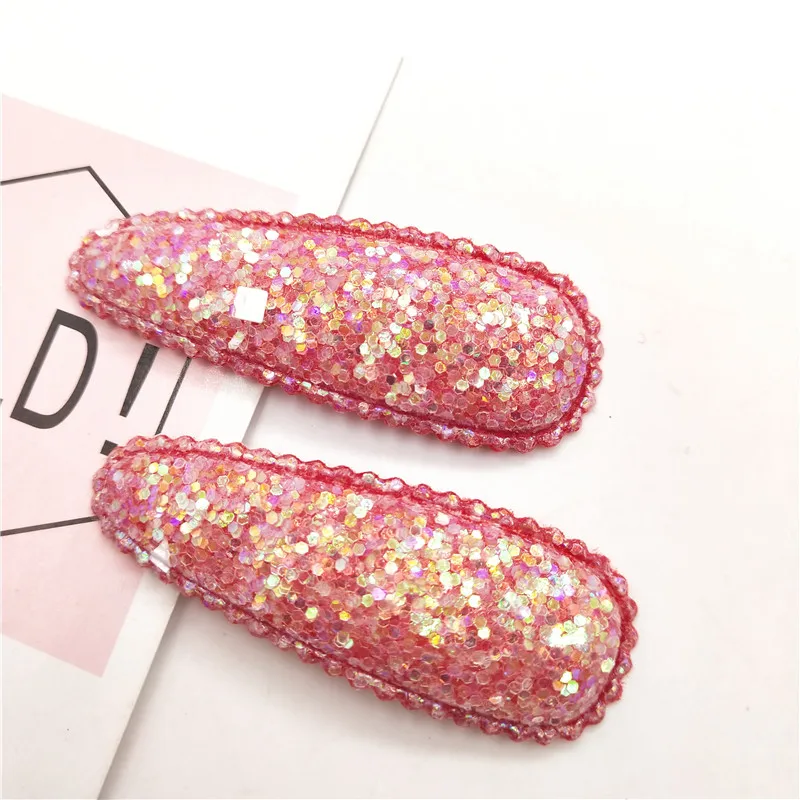 40pcs/lot 5.5cm glitter hair clip cover Appliques For BB hair Clip Accessories DIY Kid patches