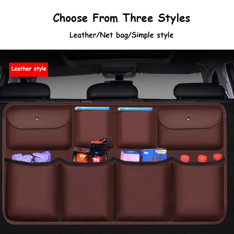 High Quality Leather Car Trunk Organizer 2023 Rear Seat Back Storage Bag Multi-use Car Trunk Organizer Auto Accessories Supplies