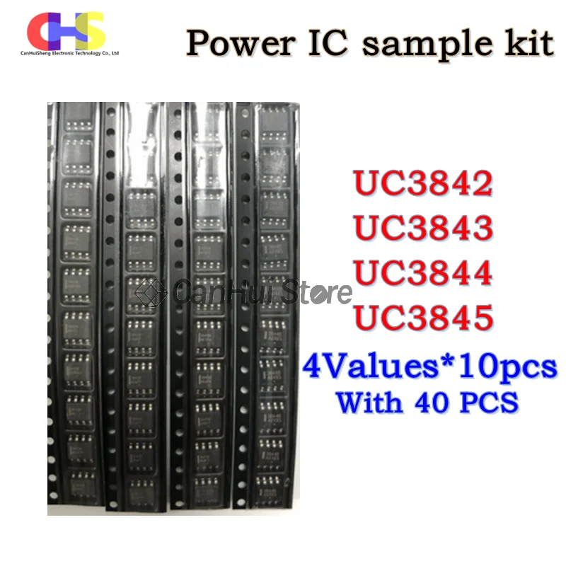 40pcs = 4 kinds * 10pcs UC3842 UC3843 UC3844 UC3845 SOP-8 SMD Each 10pcs kit