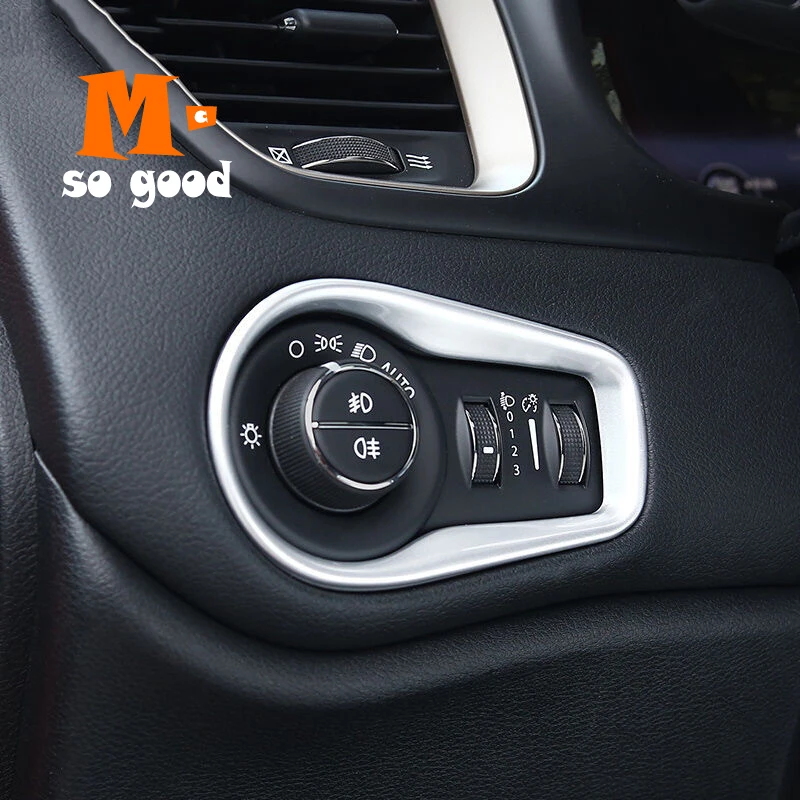 

Chrome Headlight Lamp Adjust Button Switch Panel Cover Trim Shell Car ABS 2015 2016 2017 2018 For Jeep Renegade