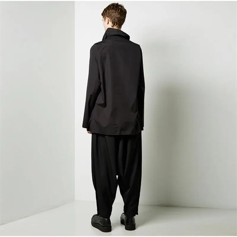 

Men's Long-Sleeve Shirt Spring And Autumn New Pure Color High Collar Bow Tie Design Simple Youth Fashion Sports Casual Shirt