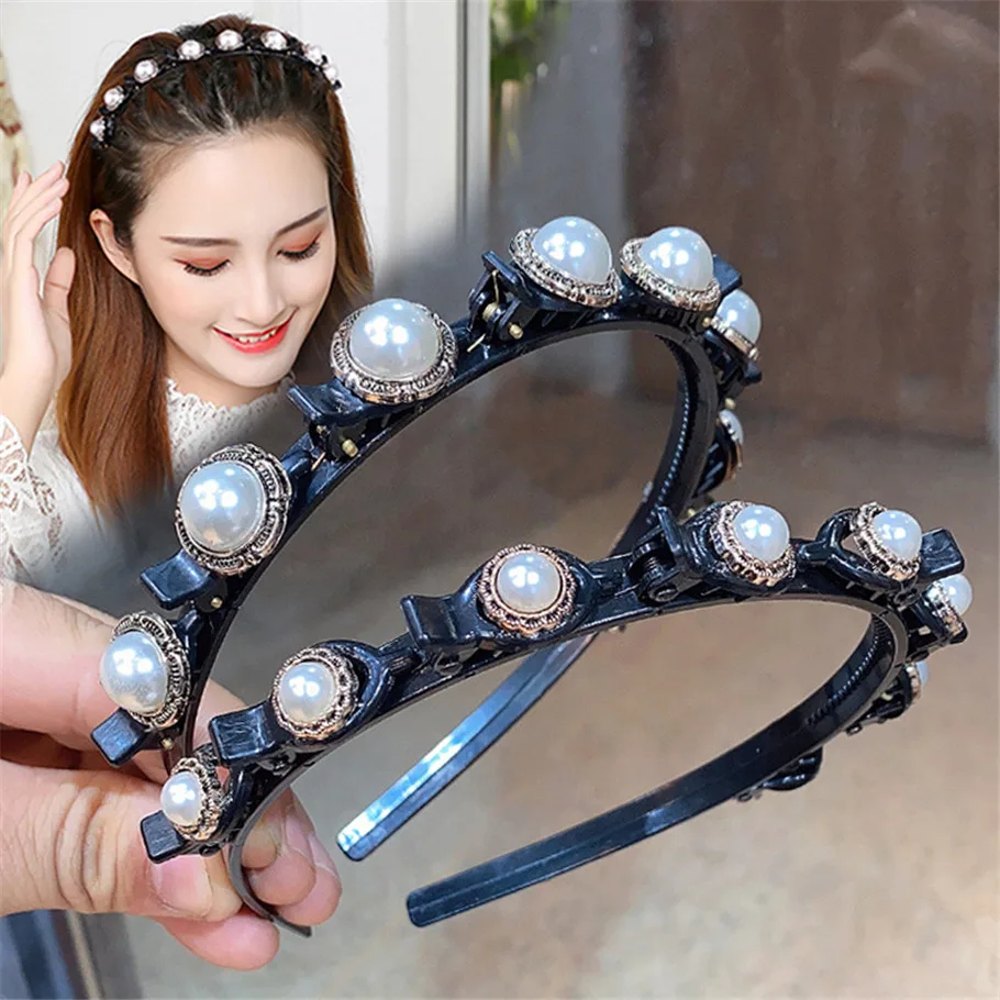 Unisex Alice Pearls Elegant Hairbands Men Women Sports Headband Double Bangs Hairstyle Make Up Hairpins Fashion Hair Accessories