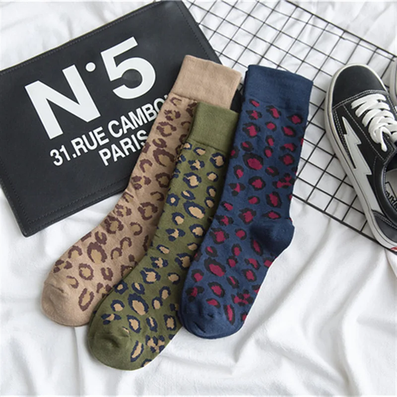 New Women Socks Fashion Long Cotton Leopard Color New Fashion Spring Socks Woman Printed Novelty Fashion Lady Cotton Socks Girl