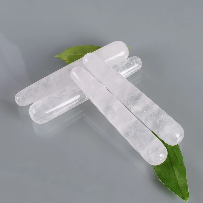 Natural Clear Quartz White Crystal Massager Pleasure Wand Rock Quartz Yoni Wand Stone GuaSha Stick Gemstone Crafts Ornament