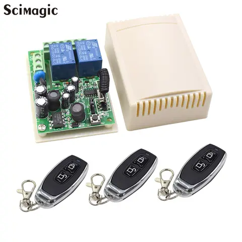 범용 무선 리모컨 릴레이 리시버 및 송신기, 범용 차고 및 조명 제어용, AC 220V, 2CH rf, 433MHz