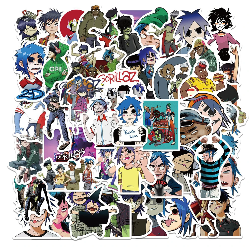 10/30/50pcs Gorillaz Music Band Cartoon Stickers Decal DIY Motorcycle Phone Laptop Luggage Guitar Car Graffiti Sticker Kids Toy