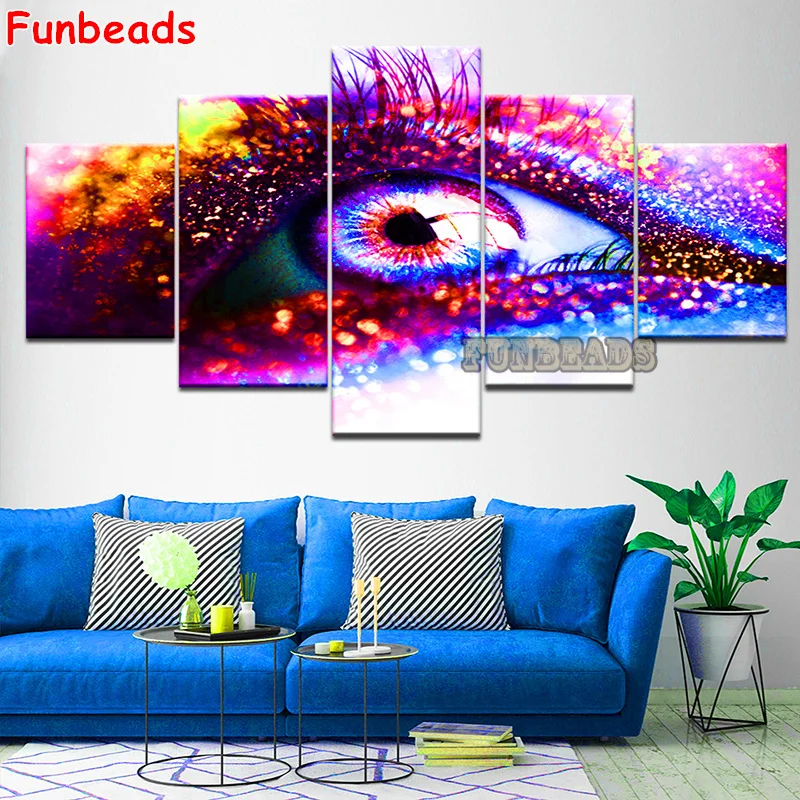 Colorful Eyes Diamond painting 5 Piece set Abstract Landscape Diamond embroidery Full mosaic Square Round Drill,Wall Art,GG6353