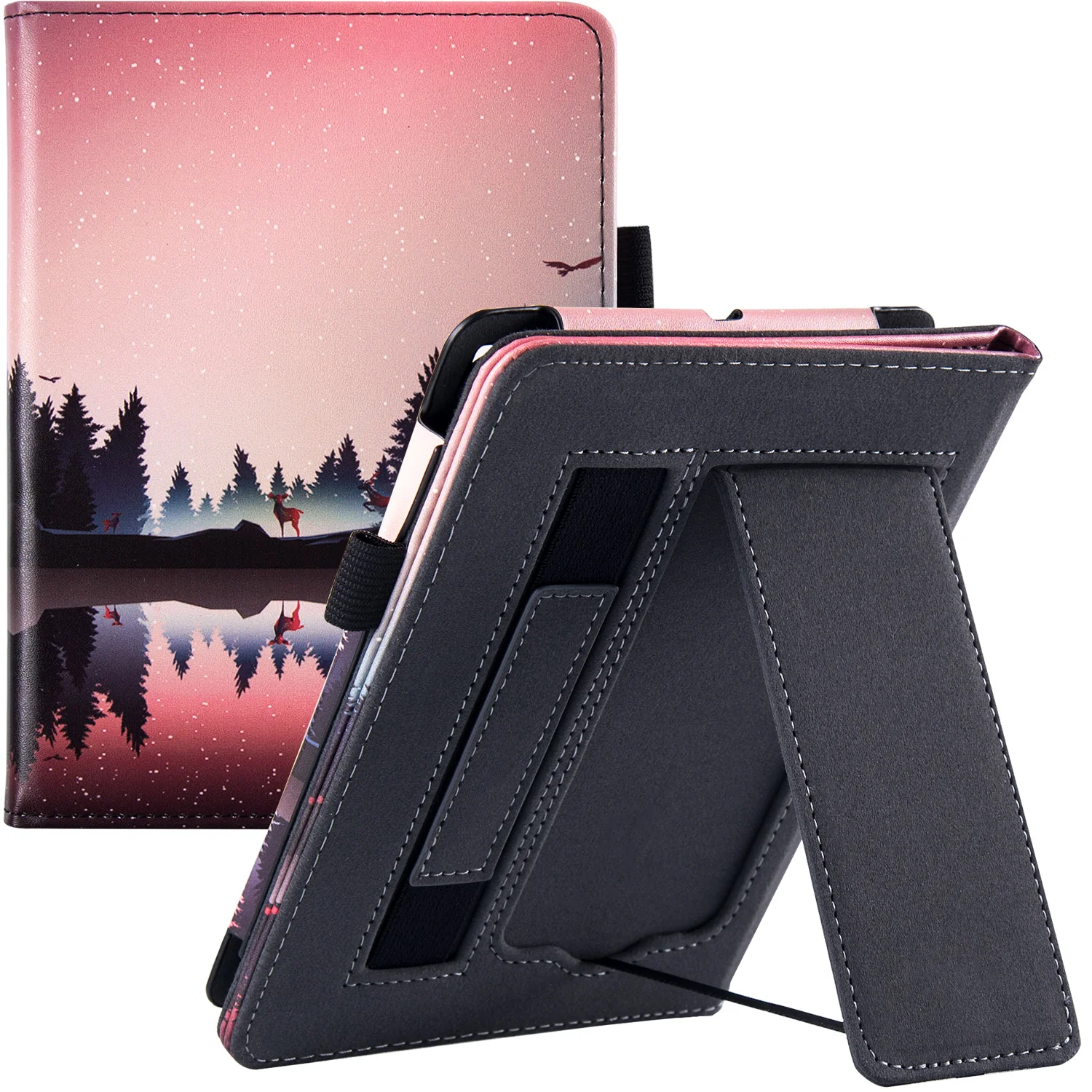 

Stand Case for 6.8" Kindle Paperwhite (11th Gen - 2021) & Signature Edition e-Reader - PU Leather Folio Cover with Hand Strap