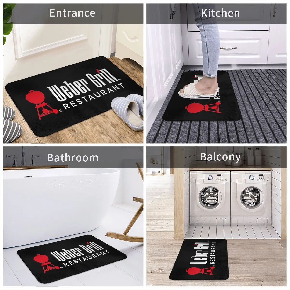 Weber-Bbq Grill 8 Bath Mat Carpet, Entrance Door Mat, Floor Gamer Room Carpets, Room Bath Mats Set