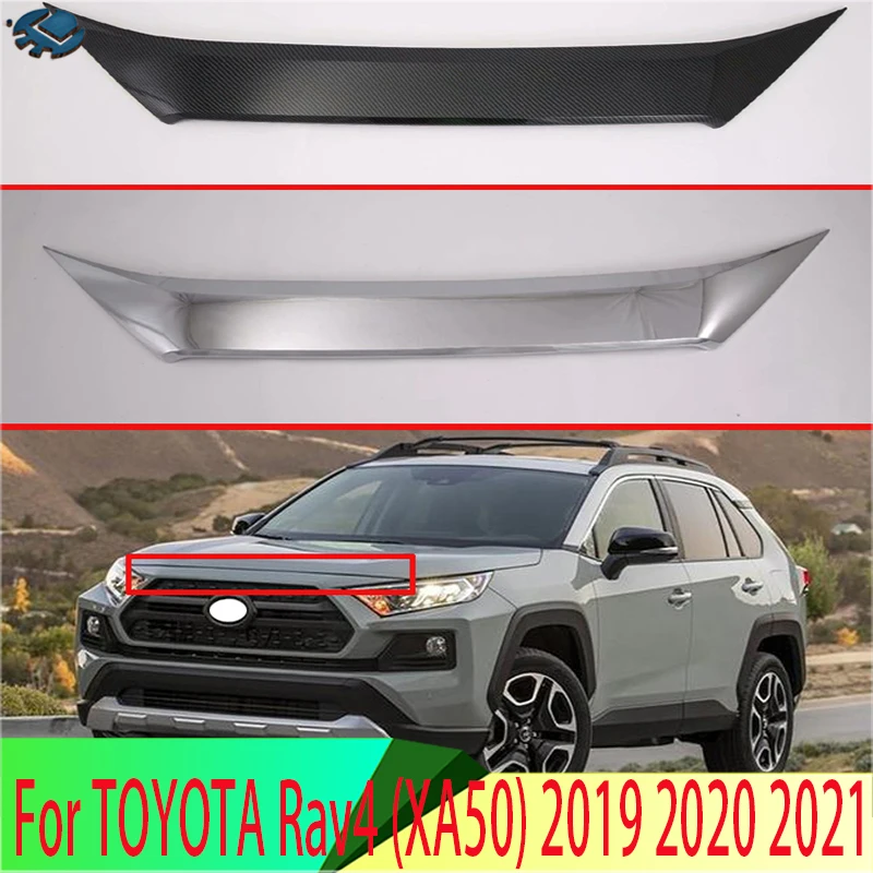 For TOYOTA Rav4 (XA50) 2019-2024 Front Hood Bonnet Grill Grille Bumper Lip Mesh Trim Cover Molding Car Styling Kit Sticker