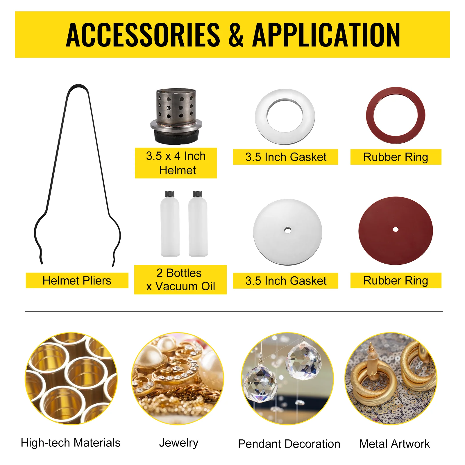 VEVOR-máquina de inversión al vacío para joyería, dispositivo de inversión de cera perdida con campana de 9x8 pulgadas, adecuado para oro, plata y cobre, 2L