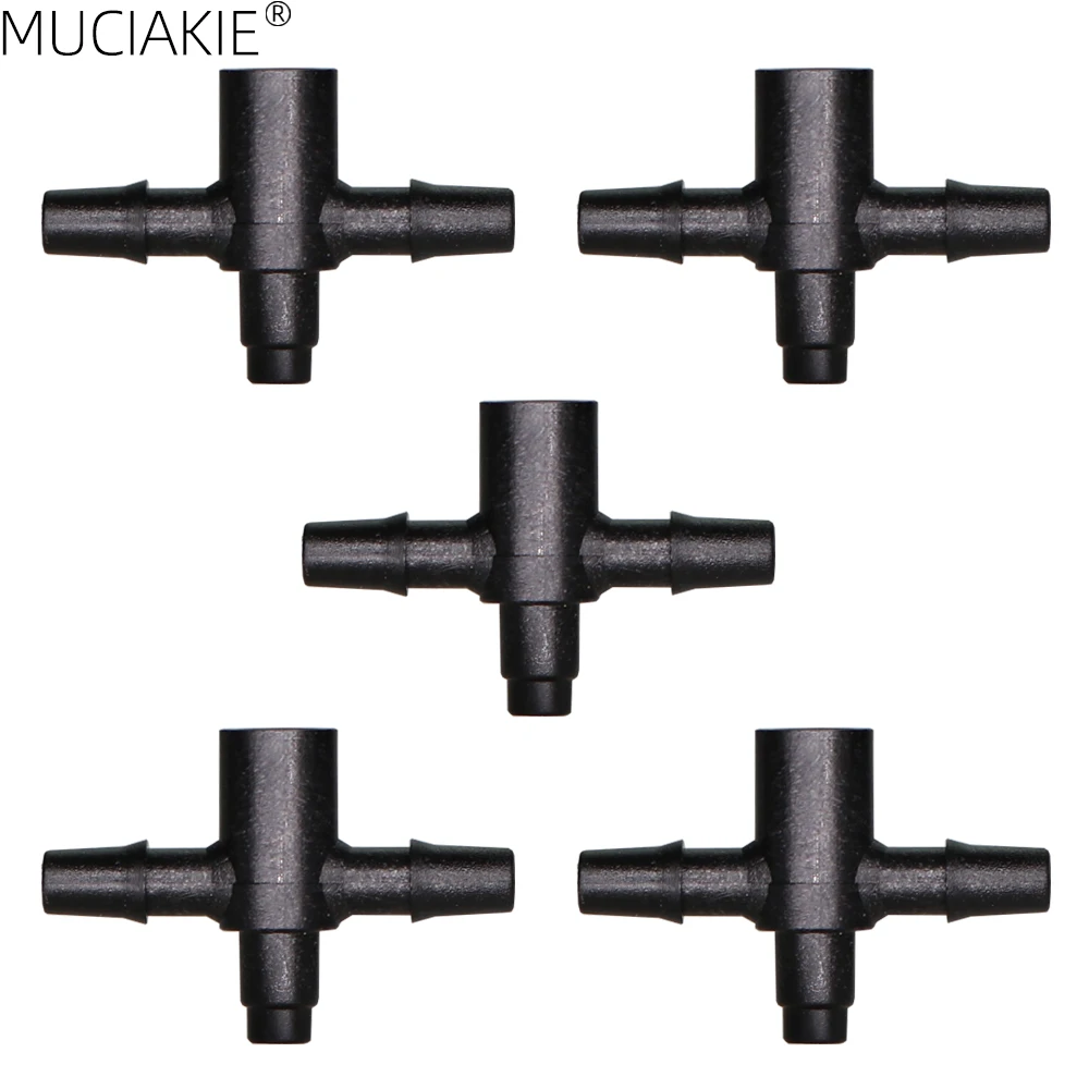 MUCIAKIE 50PCS ID-6.0MM x 1/8'' Barbs T Connectors Two Branches for 3/5mm Tubing Hose Arrow Dripper Set Drip Irrigation Fittings