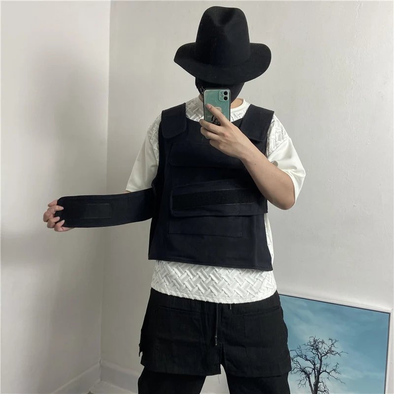 Men's Sleeveless Coat Spring And Autumn New Classic All-Match Velcro Tooling Style Casual Fashion Loose Large Horse Season