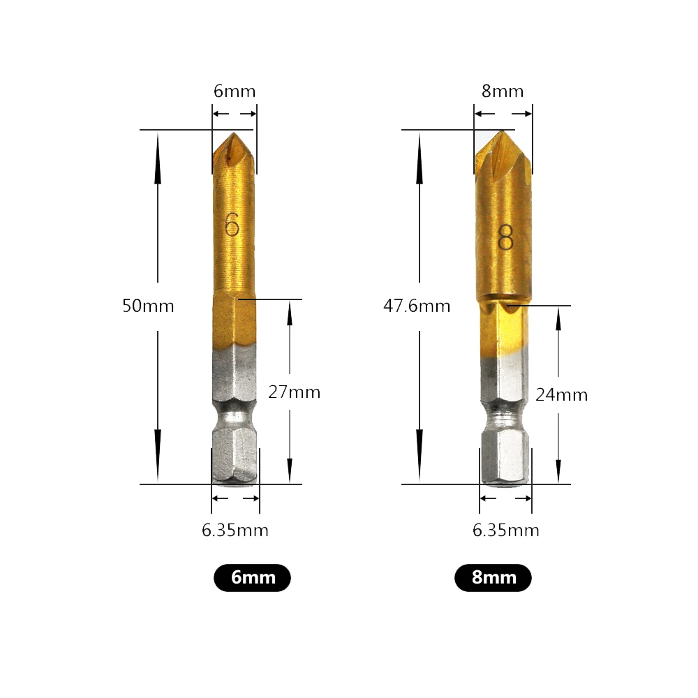 Hige Kualitas 3 Buah HSS 5 Galur Bor Countersink Bit Set 90 Derajat 1/4 "Meja Wastafel Talang Cutter DIY alat Alat Kerja