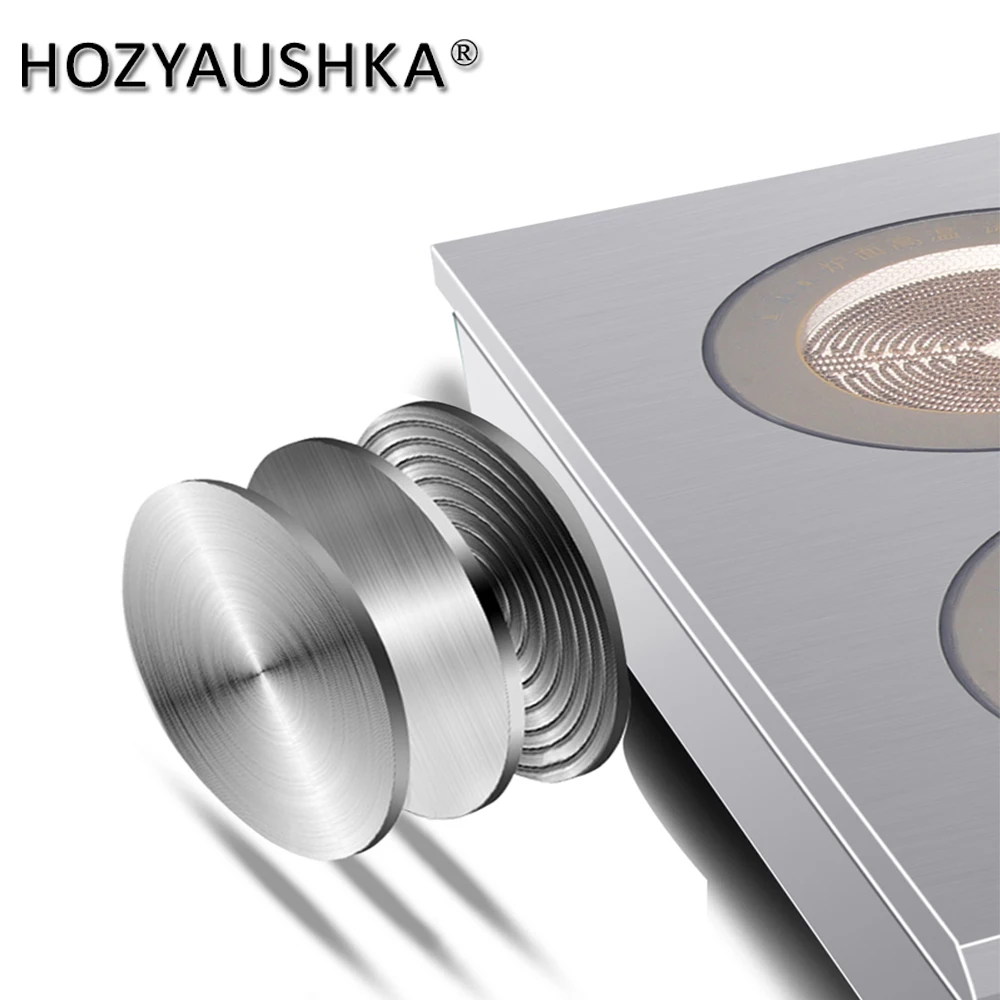 HOZYAUSHKA 2000W high-power double-head titanium crystal panel electric ceramic stove knob + button control