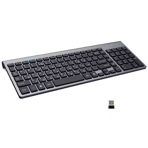 Hebrew English Characters Low Noise 101 Keys Slim Wireless Keyboard 2.4G Compact Keyboard for Laptop Windows PC Desktop Smart TV