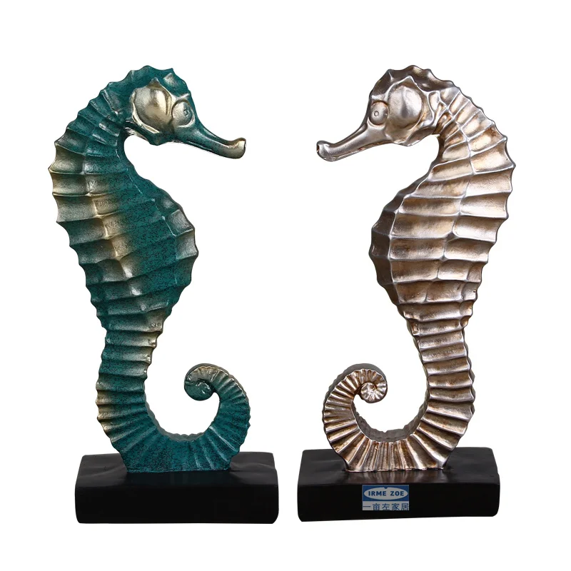 Lucky display part TV cabinet happy Mediterranean Seahorse European living room wine cabinet Hippocampus Figurine decorations