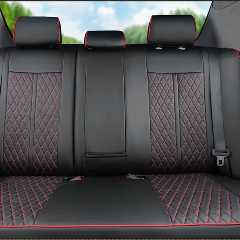 CARTAILOR Car Seats Cushion for Cadillac SRX Seat Cover Set Black PU Leather Seat Covers Automotives Protectors Accessories Set