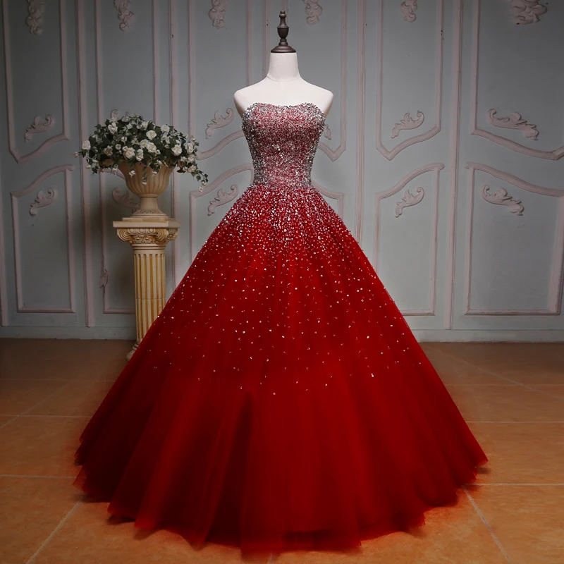 

Beads Sequins Sweetheart Quinceanera Dress Crytals Ball Gown Lace Up Sweet 16 Dress Vestidos De 15 Años Puffy Princess Dress