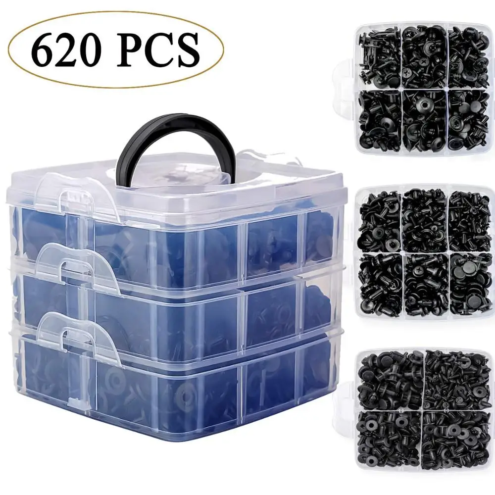 620 Pcs Fastener Clips Mixed Car Fasteners Door Trim Panel Auto Bumper Rivet Retainer Push Engine Cover Fender with Storage Box