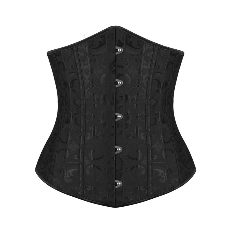 Burvogue Woman Waist Cincher Corselet Body Shaper Sexy Waist Control Underbust Corsets & Bustiers Satin 26 Steel Bones Corset