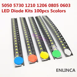 100 pces 0402 0603 0805 1206 smd led vermelho amarelo verde branco azul laranja luz emissor de luz diodo água clara diodo led conjunto