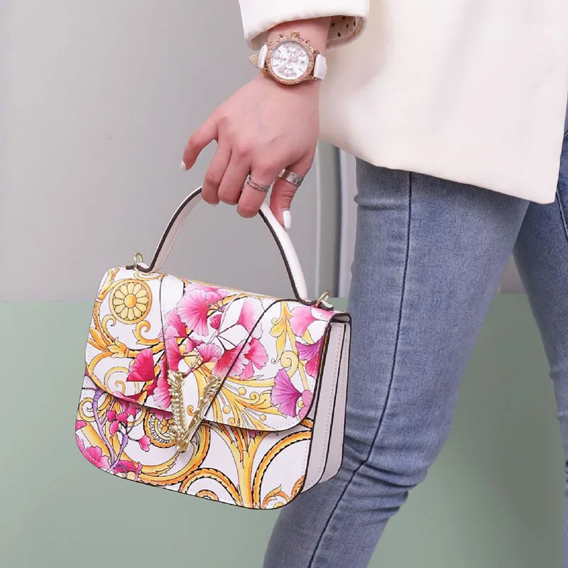 VM FASHION KISS Printed Small Square Bag Crossbody Bag Flower Handbags Women Bags Luxury Handbags Women Designer Bags 2021 New