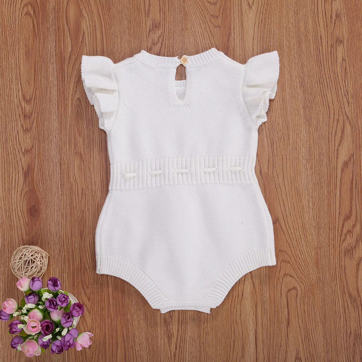 Newborn Baby Wool Jumpsuit Baby Summer Fashion Casual Flying Sleeve Lace Up Bodysuits Baby Winter Autumn Warm Clothing