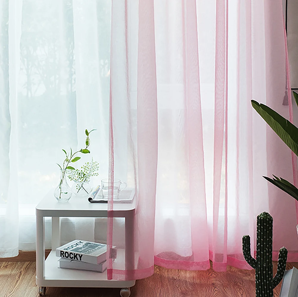 Pure Color Tulle Curtains For The Kitchen Living Room Solid Sheer Curtains Tulle On The Windows Drapes Window Screen 132x210cm