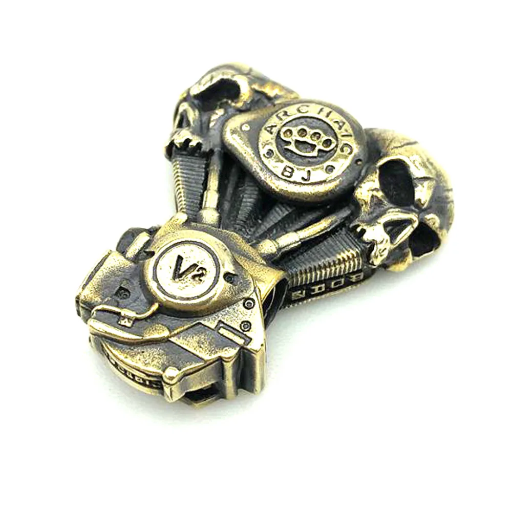 Brass Skull Motorcycle Paracord, Engine Clasps, Outdoor Tool, DIY Accessories, Weaving, Multifunction Buckle, Pearl Bracelet