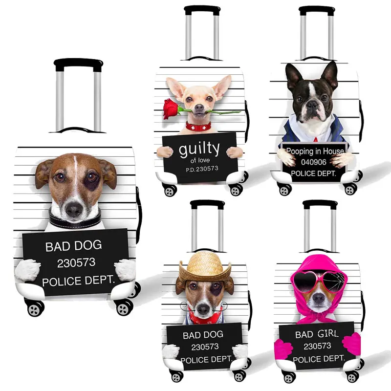 Funny Bad Guilty Dog Luggage Cover Travel Accessories Elastic Suitcase Protective Cover Anti-dust Case Covers For 18-28 Inch