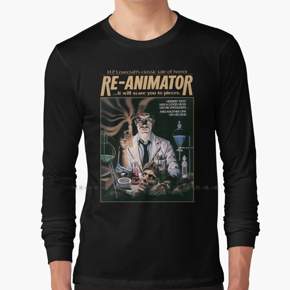 Re-Animator Tshirt! 100% Cotton Long Sleeve T Shirt Reanimator Hp Cult Film Obscure Horror Movie Vintage Retro Classic Film Tee