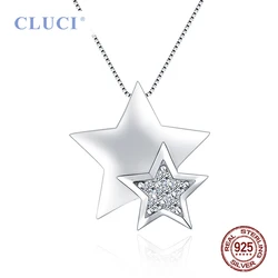 CLUCI Silver 925 Star Shaped Pendant for Women Necklace Jewelry Making Zircon 925 Sterling Silver Star Charms Pendant DP002SB
