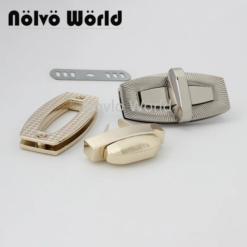 

Nolvo World 2-10 pieces 57*27mm Light gold Silver turn lock twist lock wallet hardware purse accessories