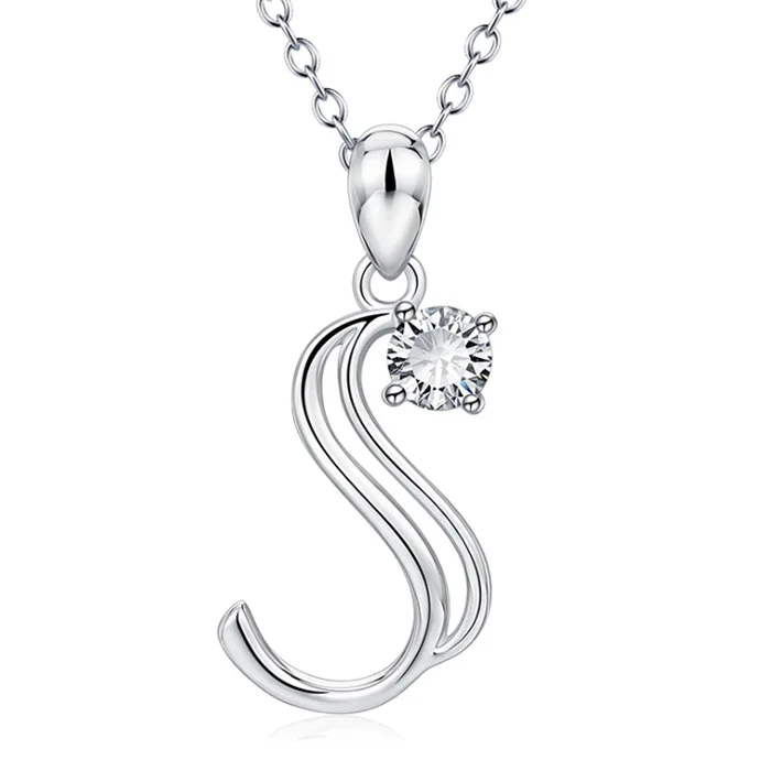 New Minimalist  silver color 26 A-Z Letter Name Initial Necklaces for Women/Girls Long Big Letter Pendant Necklace