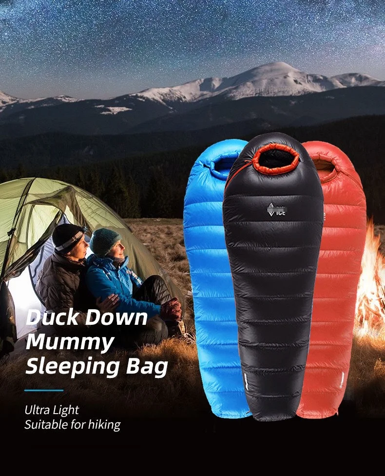 Very Warm White Goose Down Filled Adult Mummy Style Sleeping Bag Fit for Winter Thermal 4 Kinds of Thickness Camping Travel