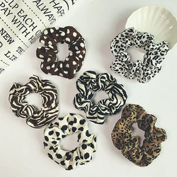 Vintage Leopard Scrunchies Zebra Pattern Hair Rope Women Girls Dot Hair Ties Ponytail Holder Elastic Hair Band Lady Rubber Band