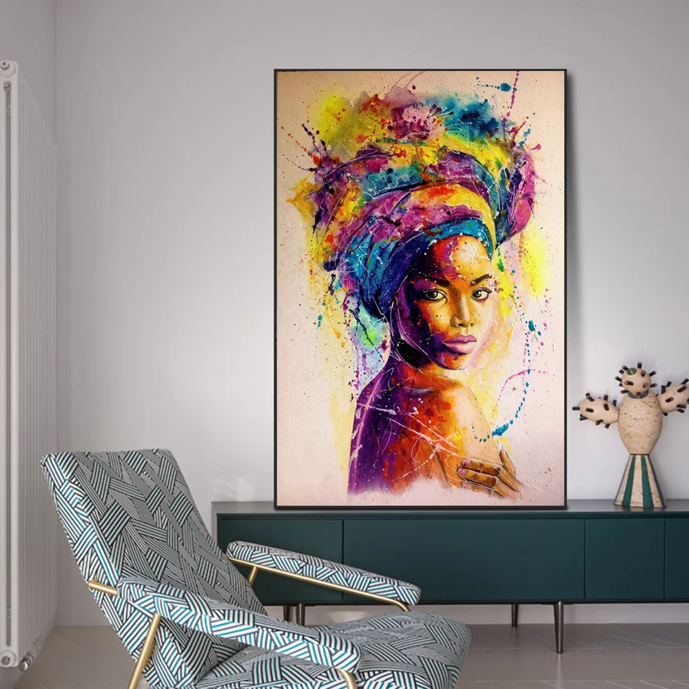 

African Black Woman Graffiti Art Posters And Prints Abstract African Girl Canvas Paintings On The Wall Art Pictures Wall Decor